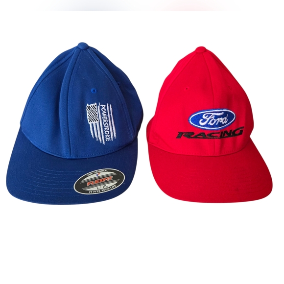 Lot Of 2 Racing Red and Blue Caps - Picture 1 of 5